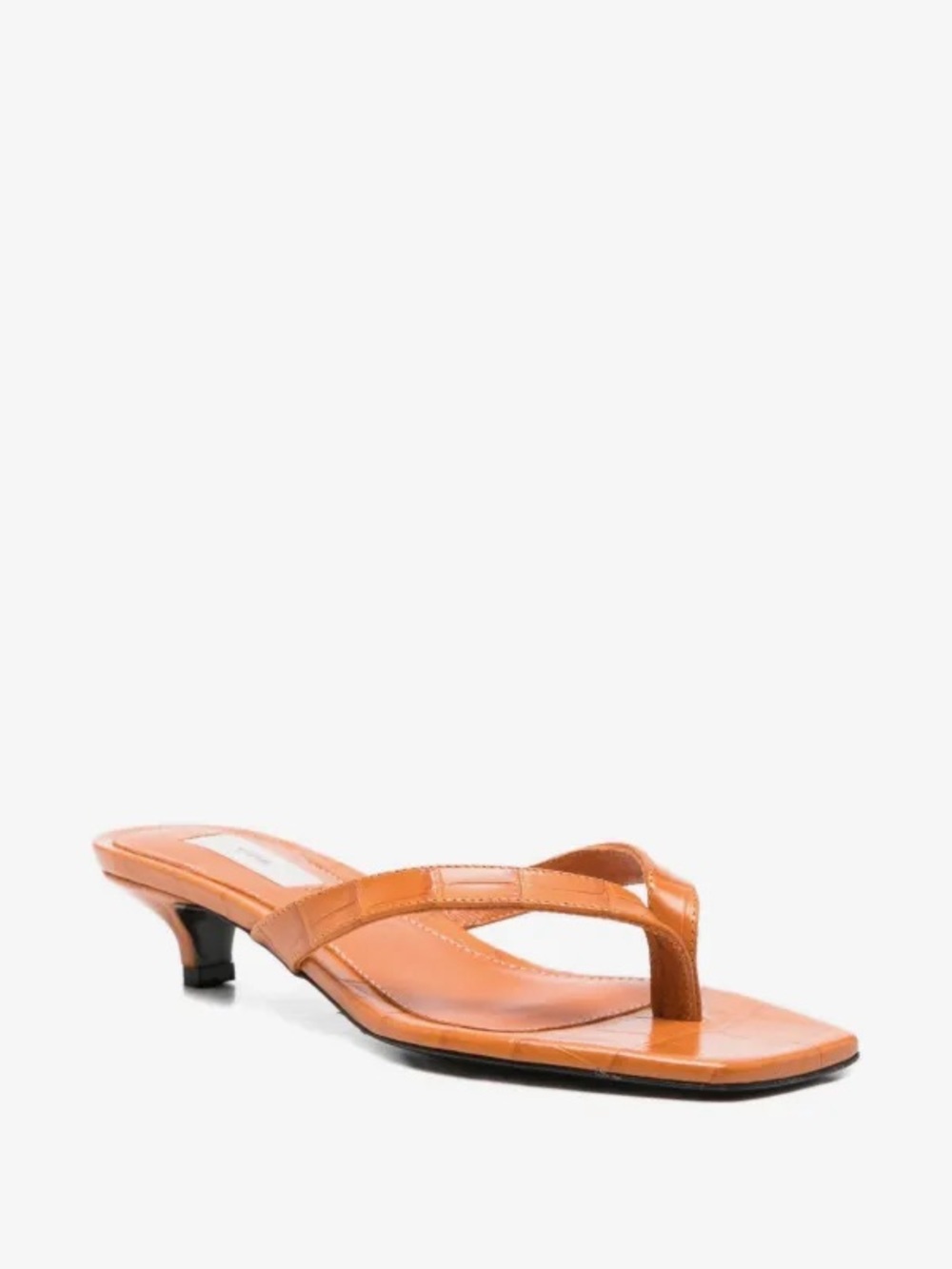 Toteme Croc Leather Thong Sandal with Low Heel size 39